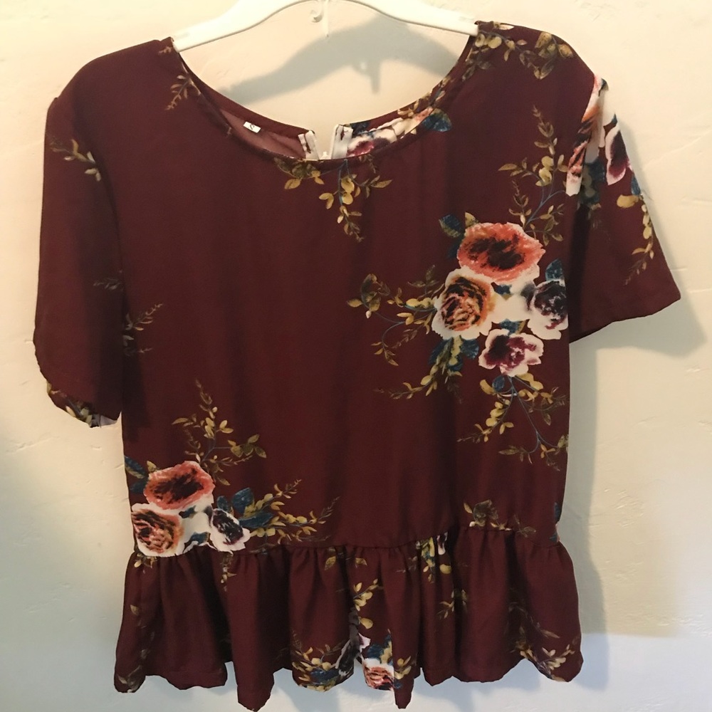 Floral blouse maroon